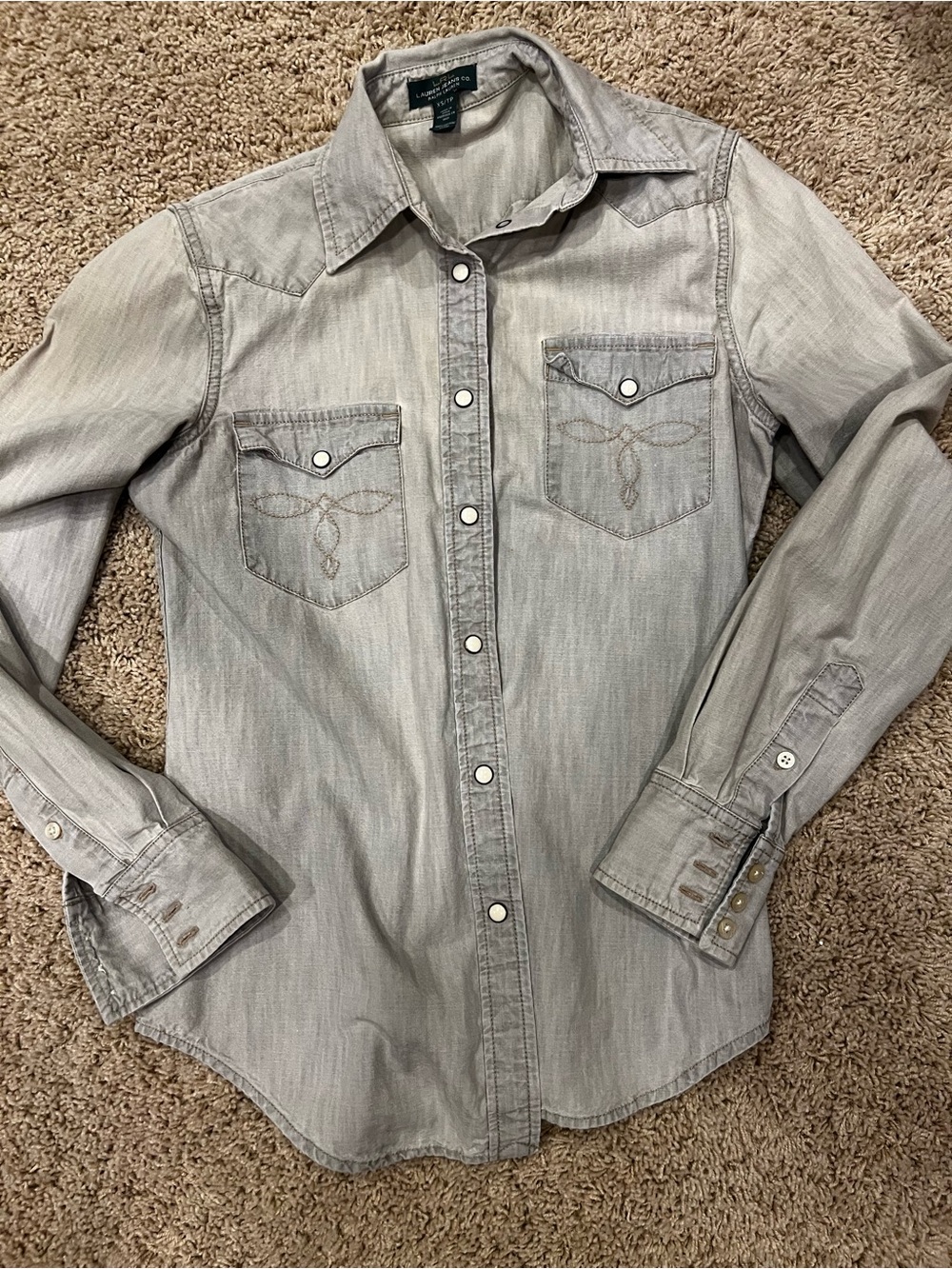 Ralph Lauren Light Gray Western Snap-Front Shirt